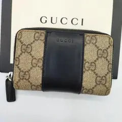 人気✨GUCCI GGスプリーム コインケース ラウンドファスナー PVC 黒