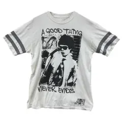 GALLERIA　メンズロックＴシャツ　白　Ｍ　モノトーン 綿100％【4759
