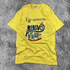 アメリカチャリティTシャツ/アメリカンカジュアル/イエロー/ビッグプリント