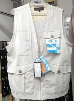 快適仕様のリネン風ノースリーブベスト　未使用品
