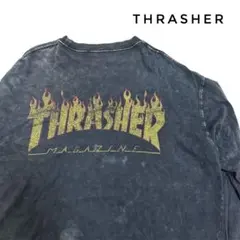 THRASHERスラッシャー　フレイムロゴプリントロングTシャツ フェード　古着