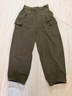 秋冬Ｌ　ウエスト後ろゴム　オリーブ カラー カーゴパンツ