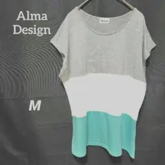 アルマデザイン フレンチスリーブTシャツ 3色 グレー/ホワイト/ターコイズ