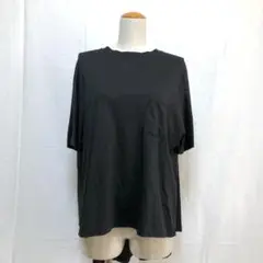 コグザビッグスモーク キレイめ 大人カジュアル 体型カバー フレアTシャツ 黒
