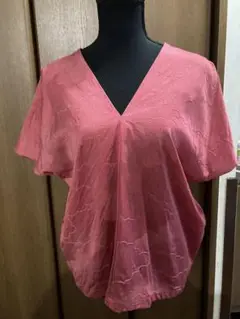江戸小紋よりカフタンふうブラウス　ピンク