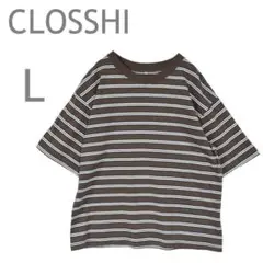 CLOSSHI/クロッシー/しまむら　Tシャツ　トップス　半袖　ボーダー　綿　L