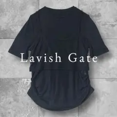 ラヴィシュゲート 半袖Tシャツ キャミソール付 黒 透け感
