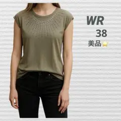 WR ホワイトルーム ノースリーブカットソー ビジュー付き 38 美品