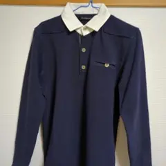 INTERMEZZO ネイビー 長袖ポロシャツ