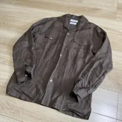 【タグあり美品】PILGRIM リネン長袖シャツ S ブラウン