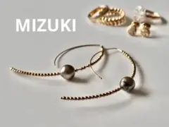 mizuki ラージバナナフープピアス バロックパール ブラックパール k14