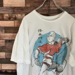 US古着/XL アバター アメキャラ 白T 半袖Tシャツ プリント ホワイト