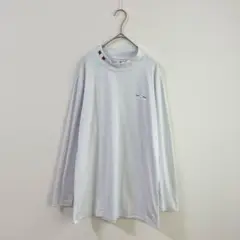 3754【LUCA'S】ストレッチカットソー　長袖　ハイネック　インナー　白　Ｌ