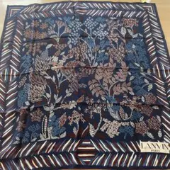 LANVIN 花柄 シルクストール ネイビー