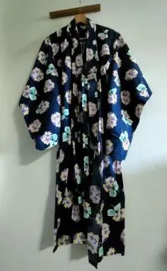 浴衣 ゆかた ネイビー あじさい 130cm