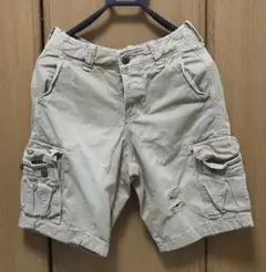 Hollister ベージュ カーゴショートパンツ　ダメージ加工　28インチ
