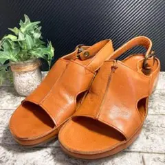 【美品】SAYA ブラウン コンフォートサンダル　Sサイズ　厚底　レザー