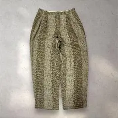 90s クロコ調 総柄 スラックス ヴィンテージ シティボーイ キュプラ 古着
