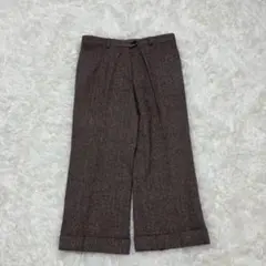 adrop ワイドパンツ ヘリンボーン ツイード調 ウール混 クラシック