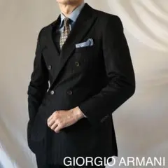美品ジョルジオアルマーニARMANI ダブルブレストネイビーストライプスーツ48