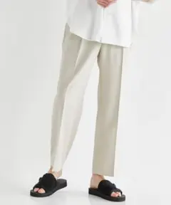 極美品 A+TOKYO リネンライクワンタックストレートパンツ ベージュ