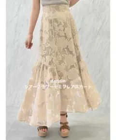 dazzlin シアーフラワーセミフレアスカート S