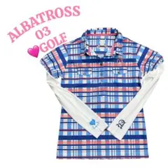 【美品】ALBATROSS チェック柄 吸汗速乾 UV レディースゴルフウエア