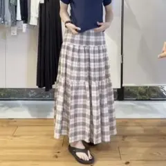 【タグ付き】イシカワラボ✨チェック柄ティアードフレアロングスカート フリーサイズ