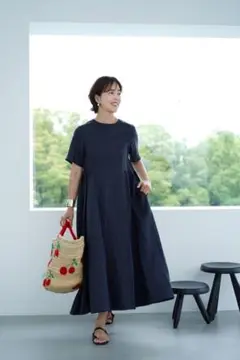 新品エブリデイドレスEVERYDAYDRESSBreezelinenネイビーS