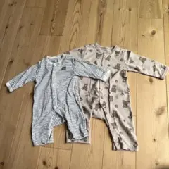 ロンパース2点セット　ボーダー　くま