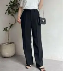 美品＊プロズヴェール＊ハイウエストスリムストレートタックパンツ