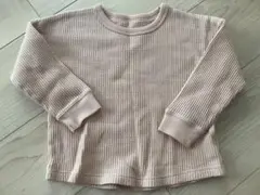 ユニクロ ワッフルクルーネックT(長袖) 90cm ピンク　秋　冬　保育園　公園