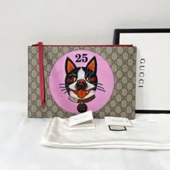 GUCCI グッチ GGスプリームボスコ犬 クラッチバッグ 未使用品 25周年