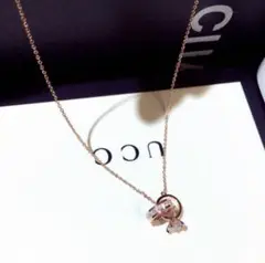新品未使用 ダブルリングネックレス♡ピンクゴールド 人気デザイン 送料無料