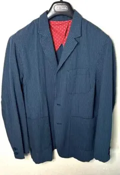 Navy PREMIUM　シアサッカー　テーラードジャケット　チェック　M