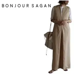 B10 BONJOUR SAGAN ディープVネックオールインワン　ベージュ　S