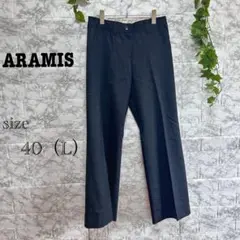 【h9】【ARARIS 】ネイビー フレアスラックス 【40 (L)】　大きめ