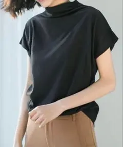 【極美品】ハイネック&ドレープTシャツ　ブラック　XLサイズ　韓国　個性派