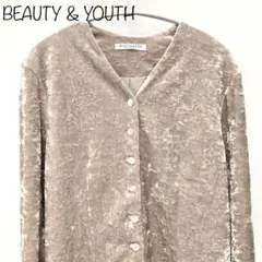 【BEAUTY & YOUTH】ベロア Vネックシャツ　ナチュラル　ベルト無し