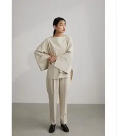 STYLEMIXER ワイドカフスリットトップ スラックスセット　ベージュ