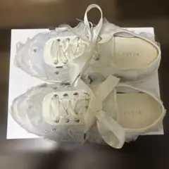 RANDAフラワービジュースニーカーミュール ホワイト24cm