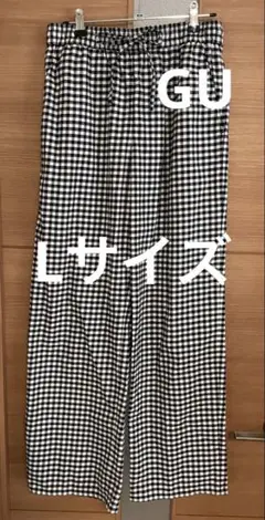チェック柄ワイドパンツ 　L GU