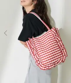 未使用タグ付THEATRE PRODUCTS別注ギンガムチェックフリルバッグ