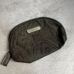 エトロ ペイズリー柄 ナイロンポーチ ダークブラウン
