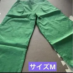 新品　綿麻　ストレッチ　ワイドパンツ　サイズM フルレングス　清涼感抜群　リネン