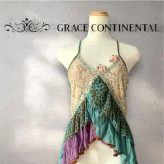 希少GRACE CONTINENTALスパンコールとレースのエスニックキャミ