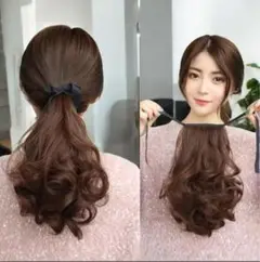 ポニーテールウィッグ 自然 つけ毛 ポニーテールウィッグ 巻き髪 25cm
