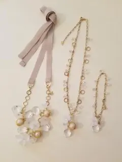 RebeccaTaylorフラワーモチーフ ネックレス ブレスレット3点セット