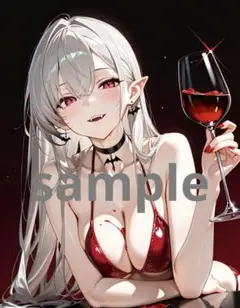AI美女 アニメ イラスト A4ポスター ハロウィン吸血鬼コスプレ彼女@378