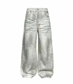 JCAESAR Distressed White Wide-Leg Denim